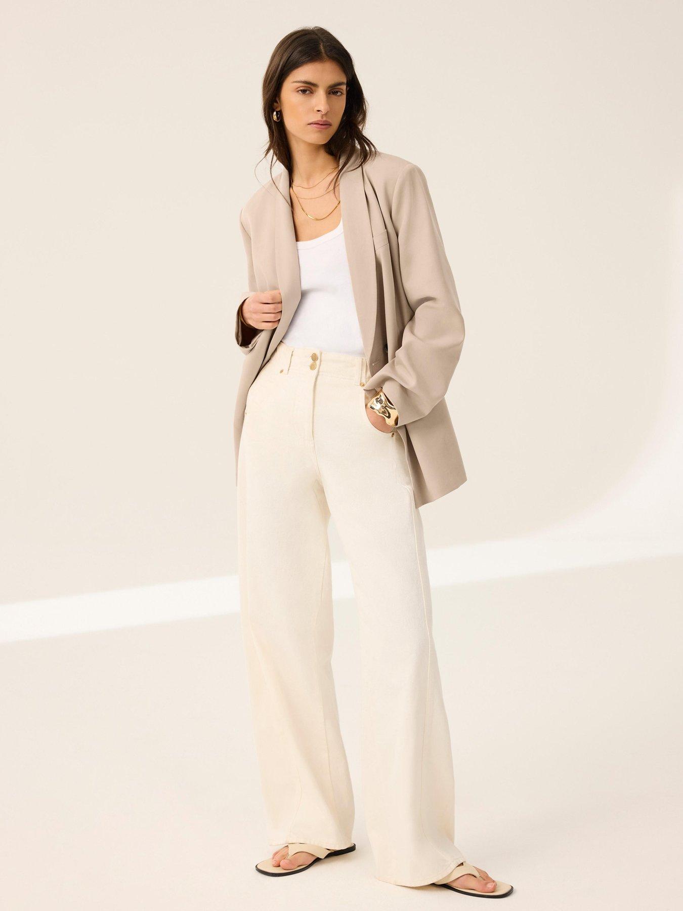 Mint Velvet Taupe Relaxed Tencel Blazer - Cream