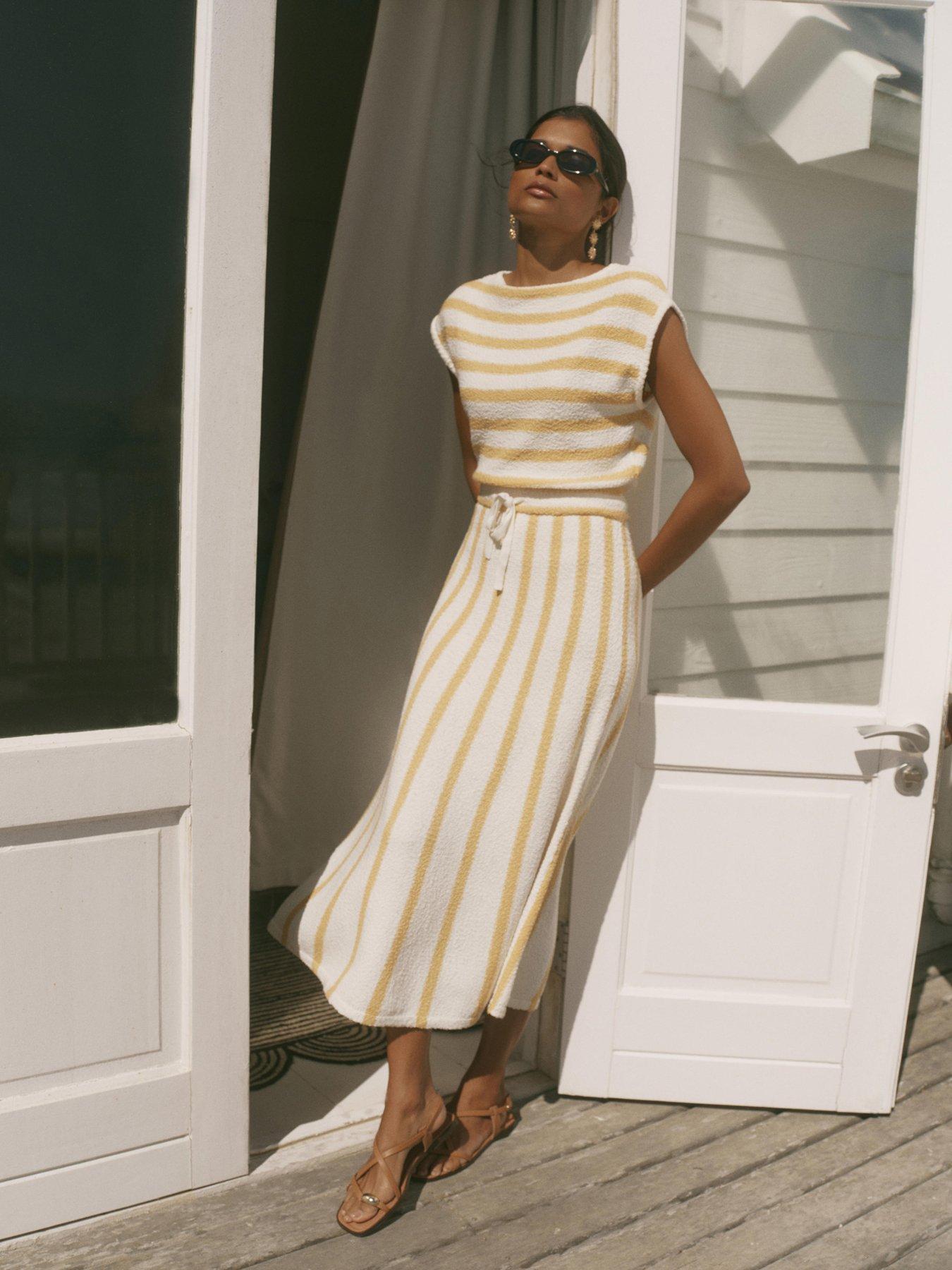 Mint Velvet Stripe Knit Dress - Yellow