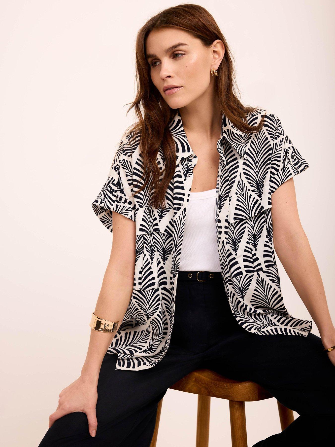 Mint Velvet Blue Leaf Print Resort Shirt