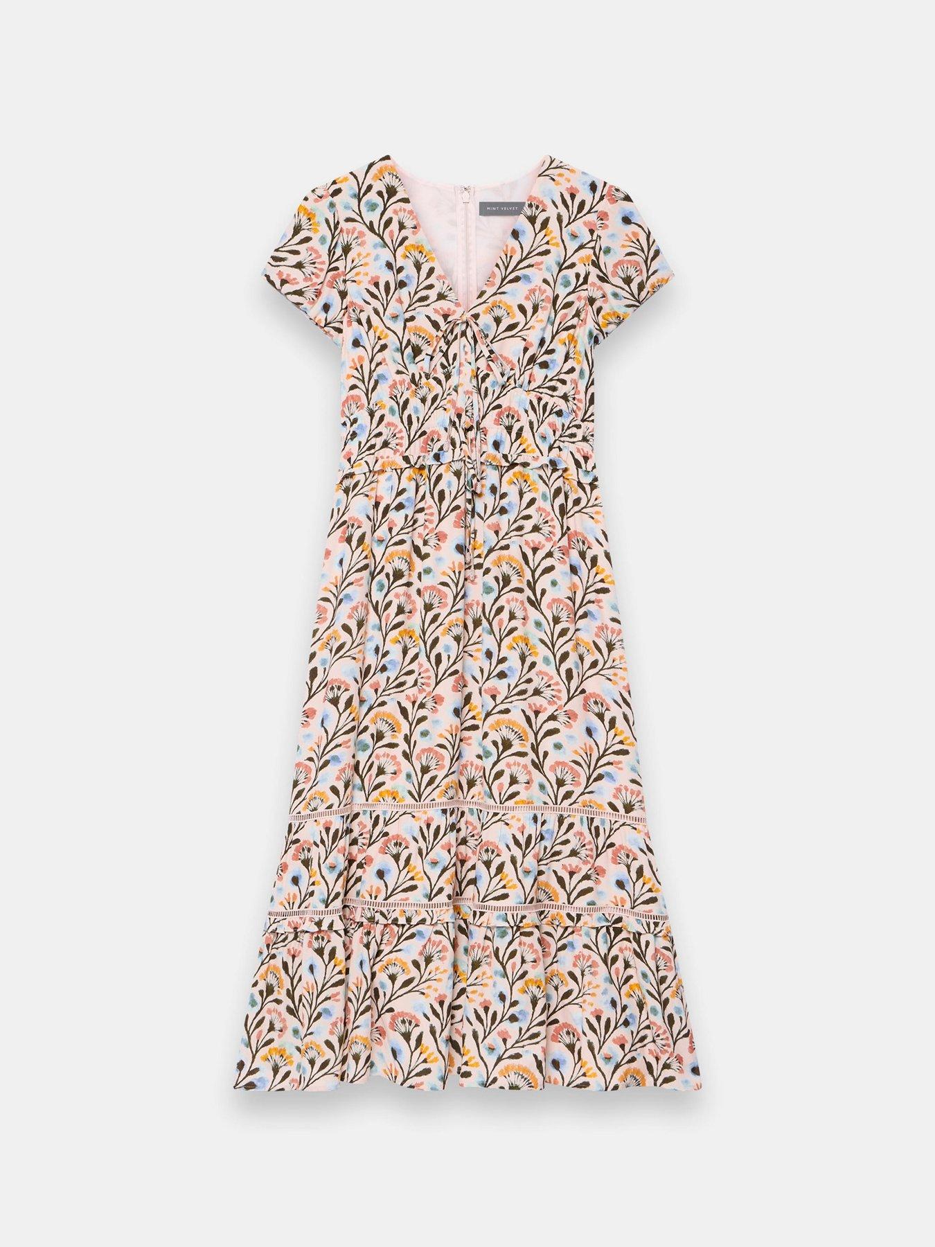 Image 5 of 6 of Mint Velvet Floral Print Midi Dress - Multi