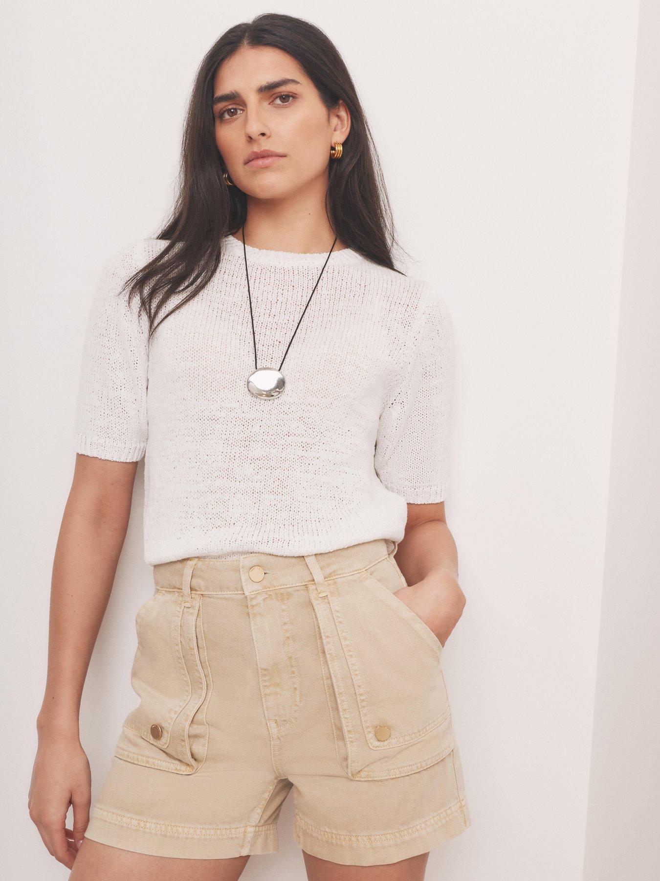 Mint Velvet Ivory Tape T-Shirt - White