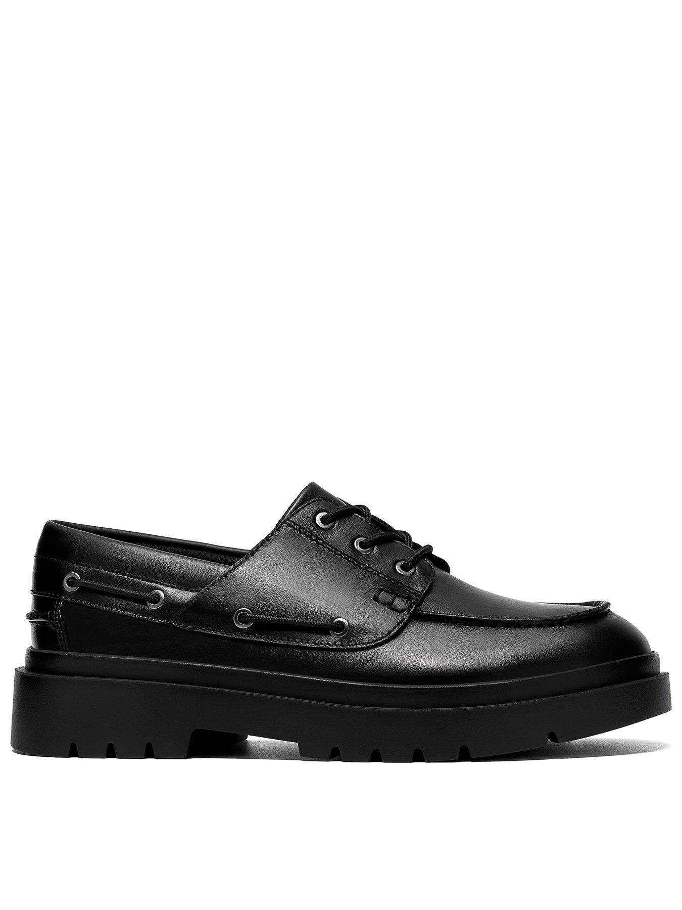 Image 1 of 6 of Clarks Youth Derry Boat Leather Shoe - Black
