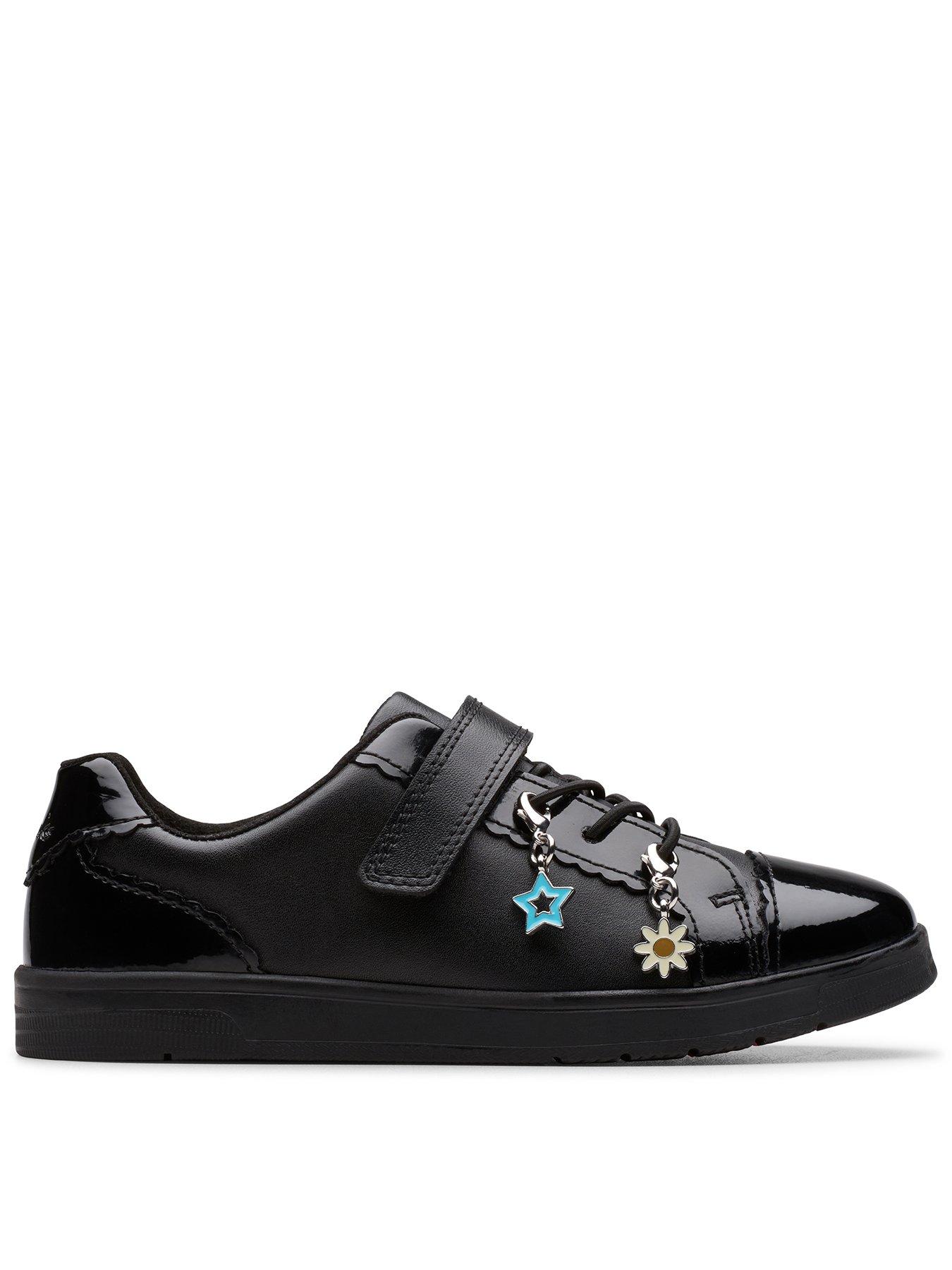 Image 1 of 6 of Clarks Kids Disco Charm Leather Trainer - Black
