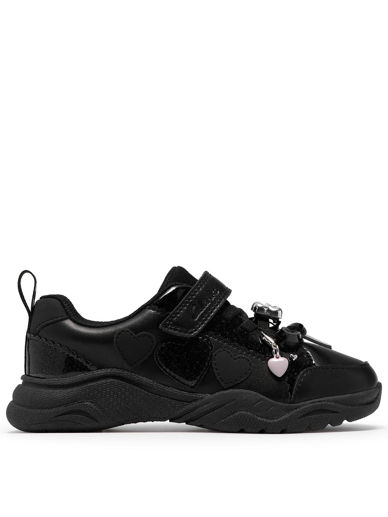 Clarks Kids Feather Skip Strap Trainer, Black, Size 12 Younger