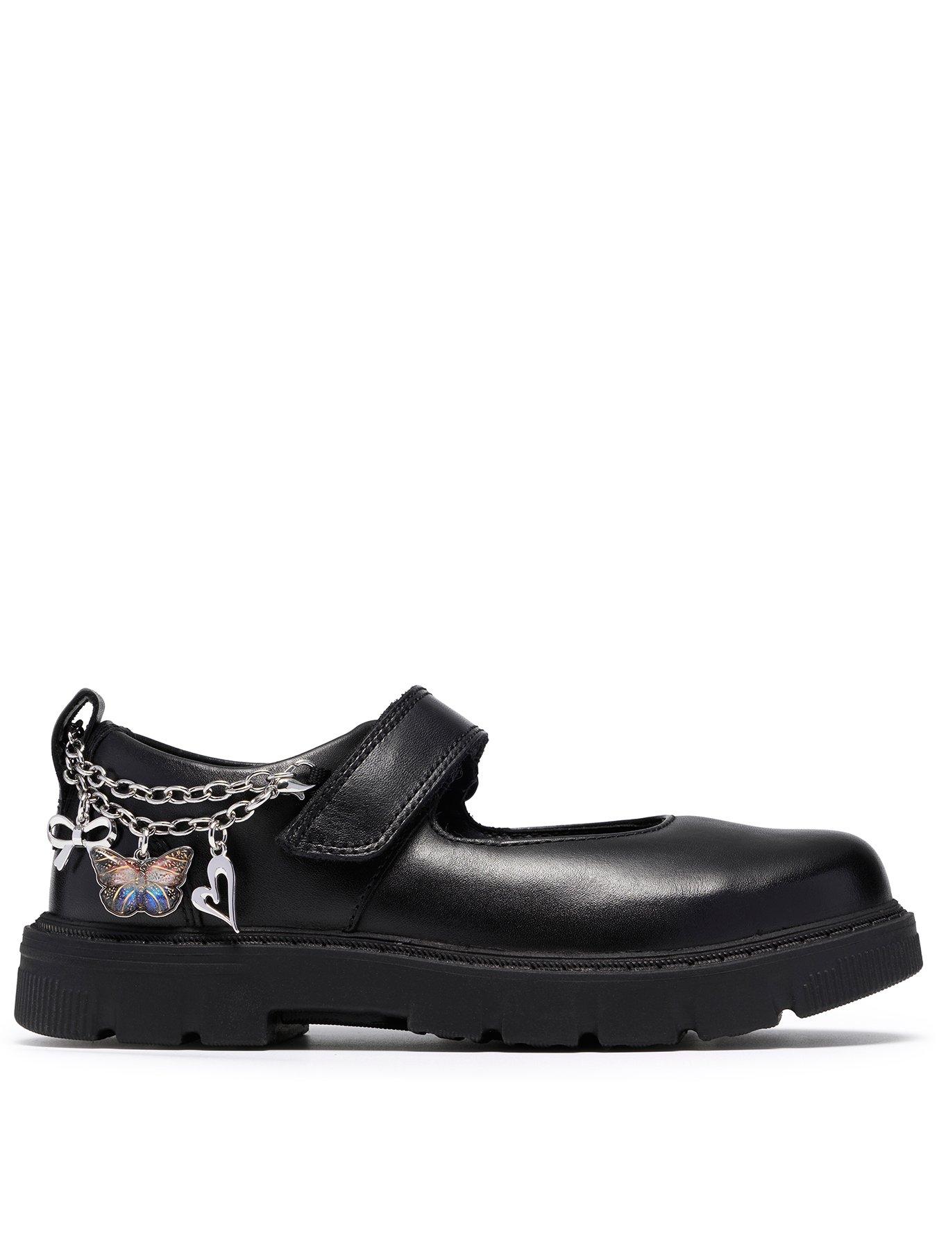 Clarks Junior Lorcam Charm Leather Shoe, Black, Size 2.5 Older