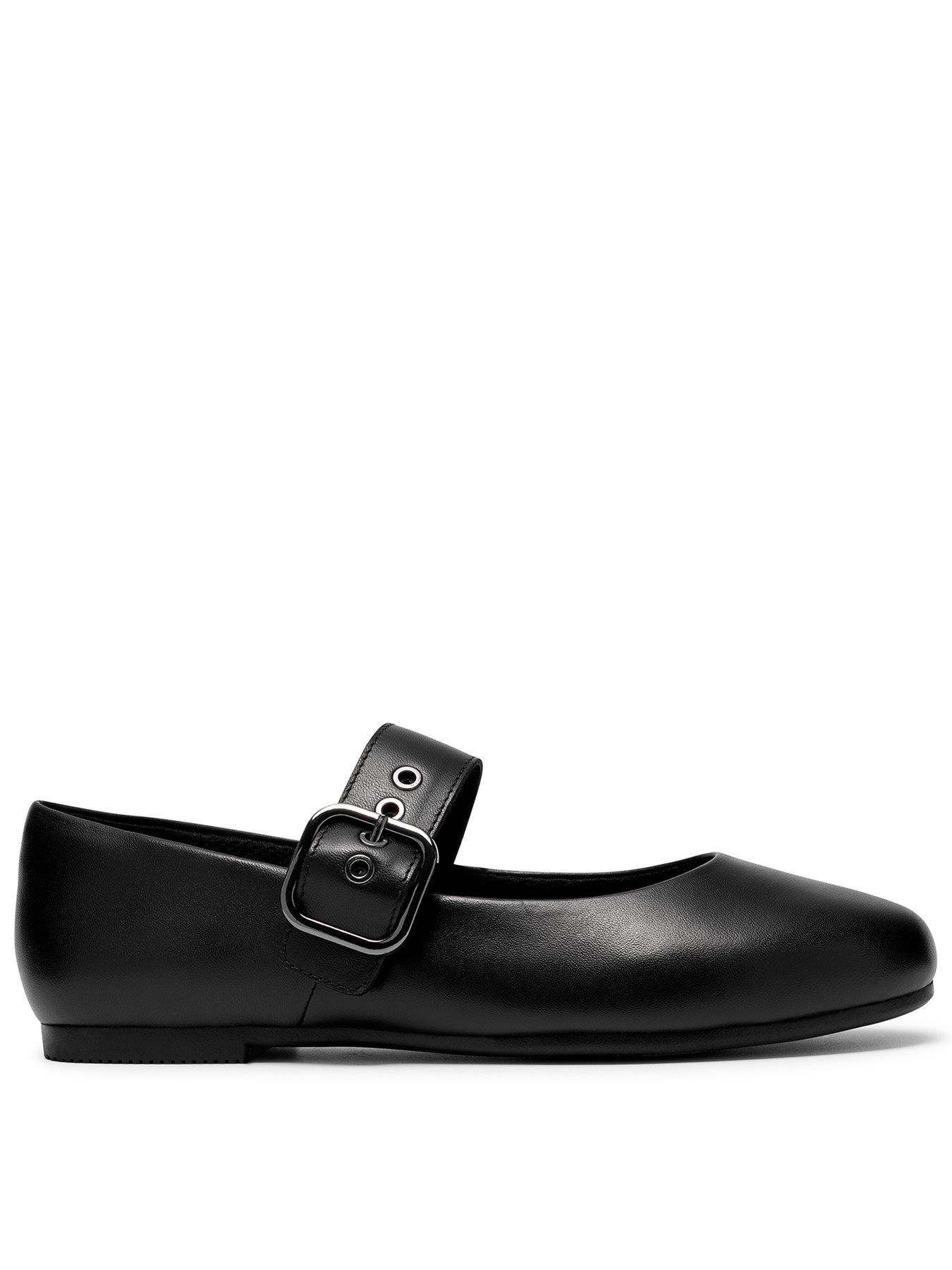 Clarks Youth Porto Tap Leather Mary-jane Shoe - Black