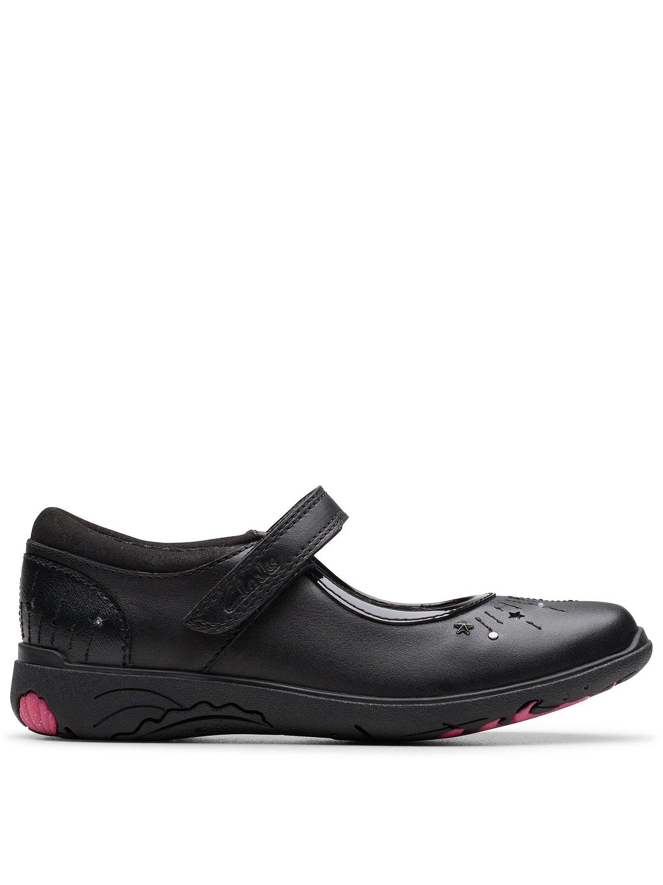 Clarks Kids Relda Wish Leather Mary-jane Shoe - Black