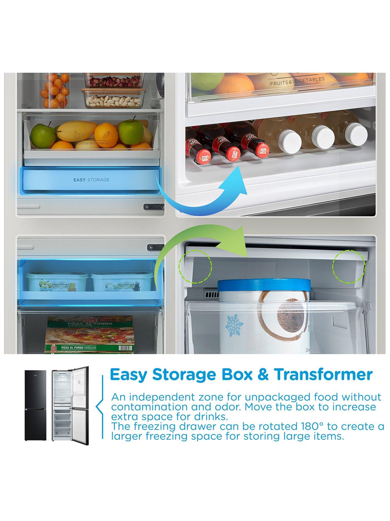 Image 3 of 7 of Midea MDRB379FGD30 Super Cool Technology 55cm Fridge Freezer Black