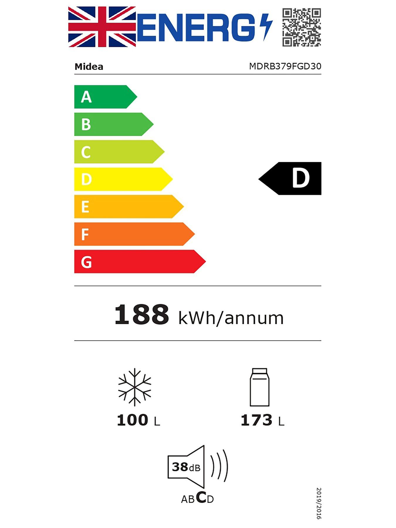 Image 7 of 7 of Midea MDRB379FGD30 Super Cool Technology 55cm Fridge Freezer Black