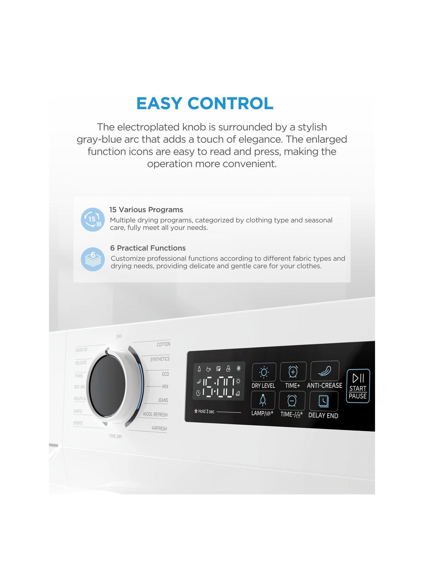 Image 4 of 7 of Midea MD110H80D/W 8kg Anti-Crease Technology Heat Pump Tumble Dryer White