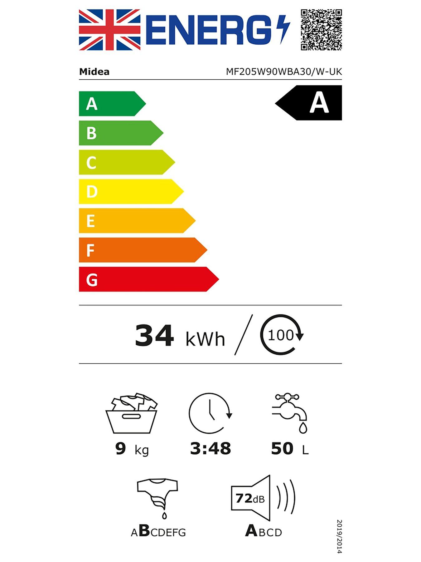Image 7 of 7 of Midea MF205W90WBA30/W 9kg Steam Care Washing Machine White