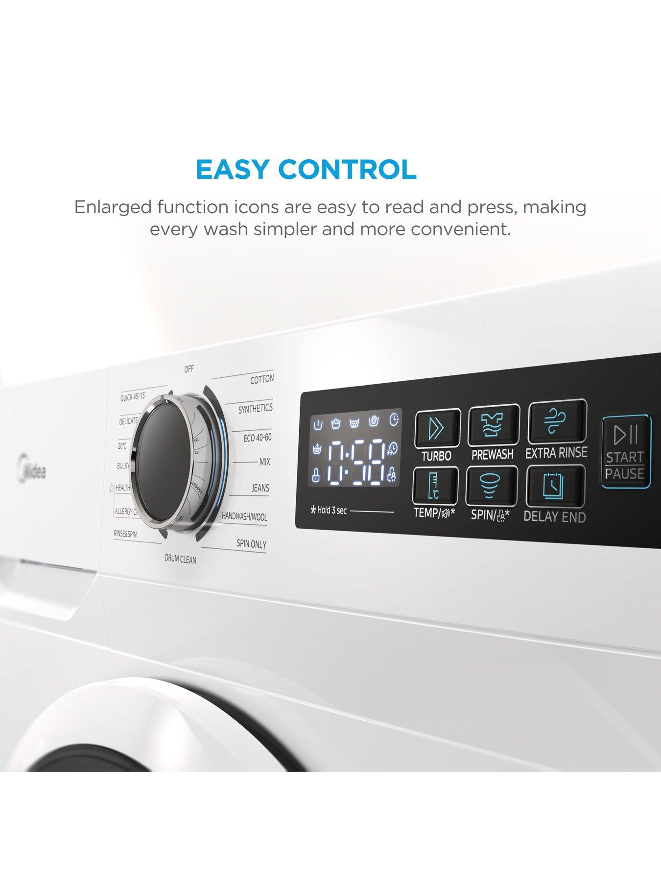 Image 3 of 7 of Midea MF110W90BA10/W 9kg Steam Care Washing Machine White