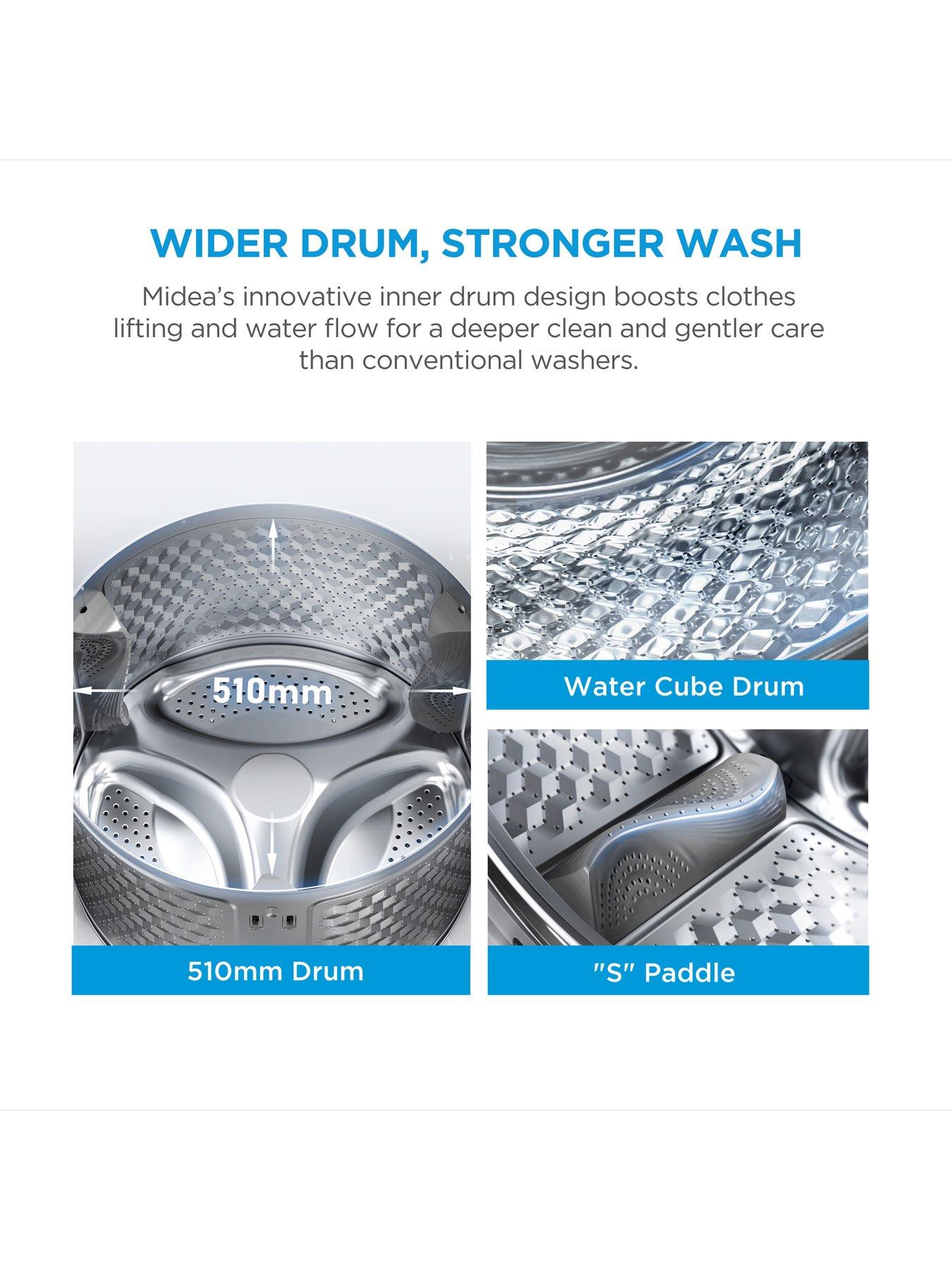 Image 4 of 7 of Midea MF110W90BA10/W 9kg Steam Care Washing Machine White