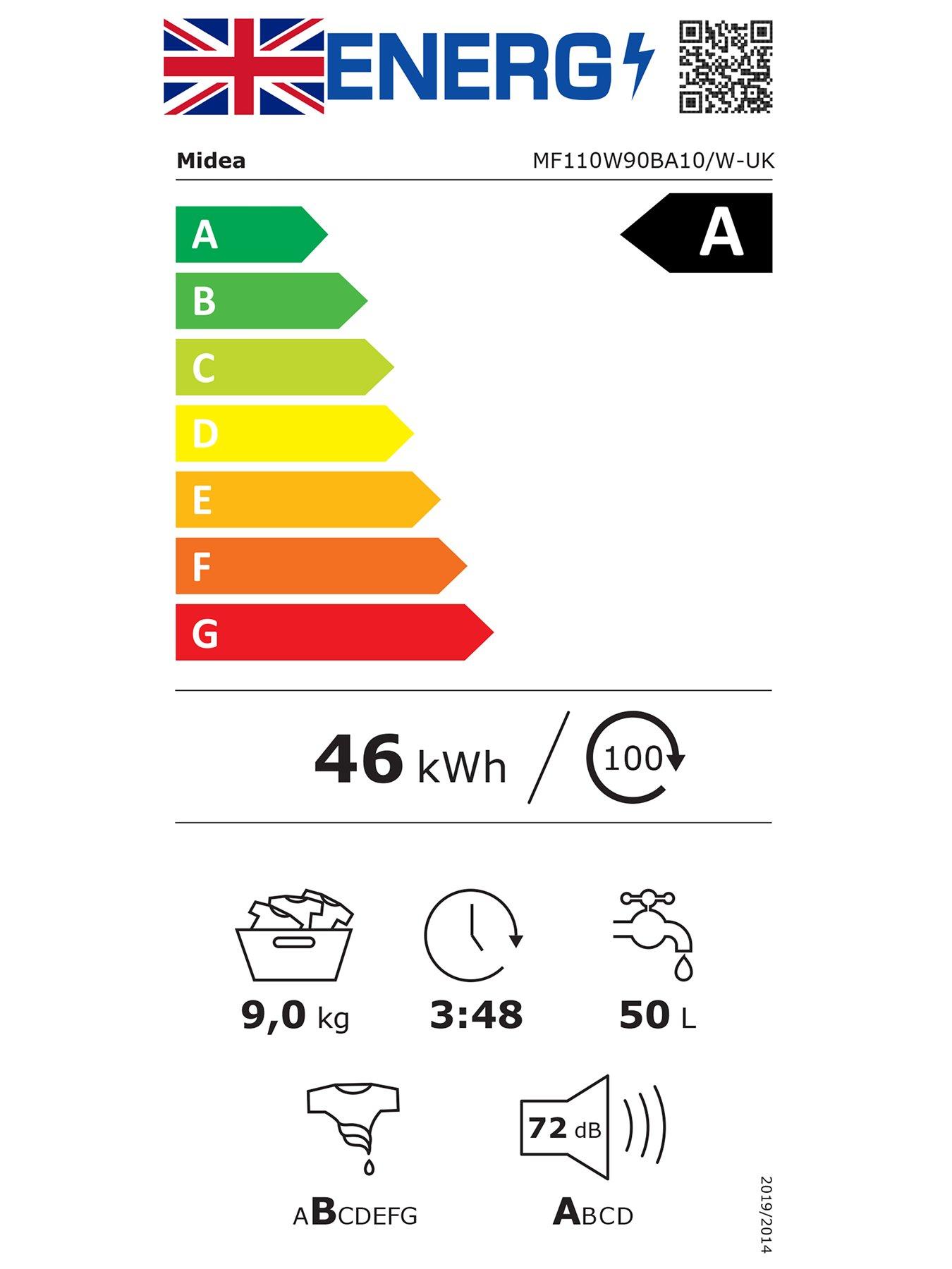Image 7 of 7 of Midea MF110W90BA10/W 9kg Steam Care Washing Machine White