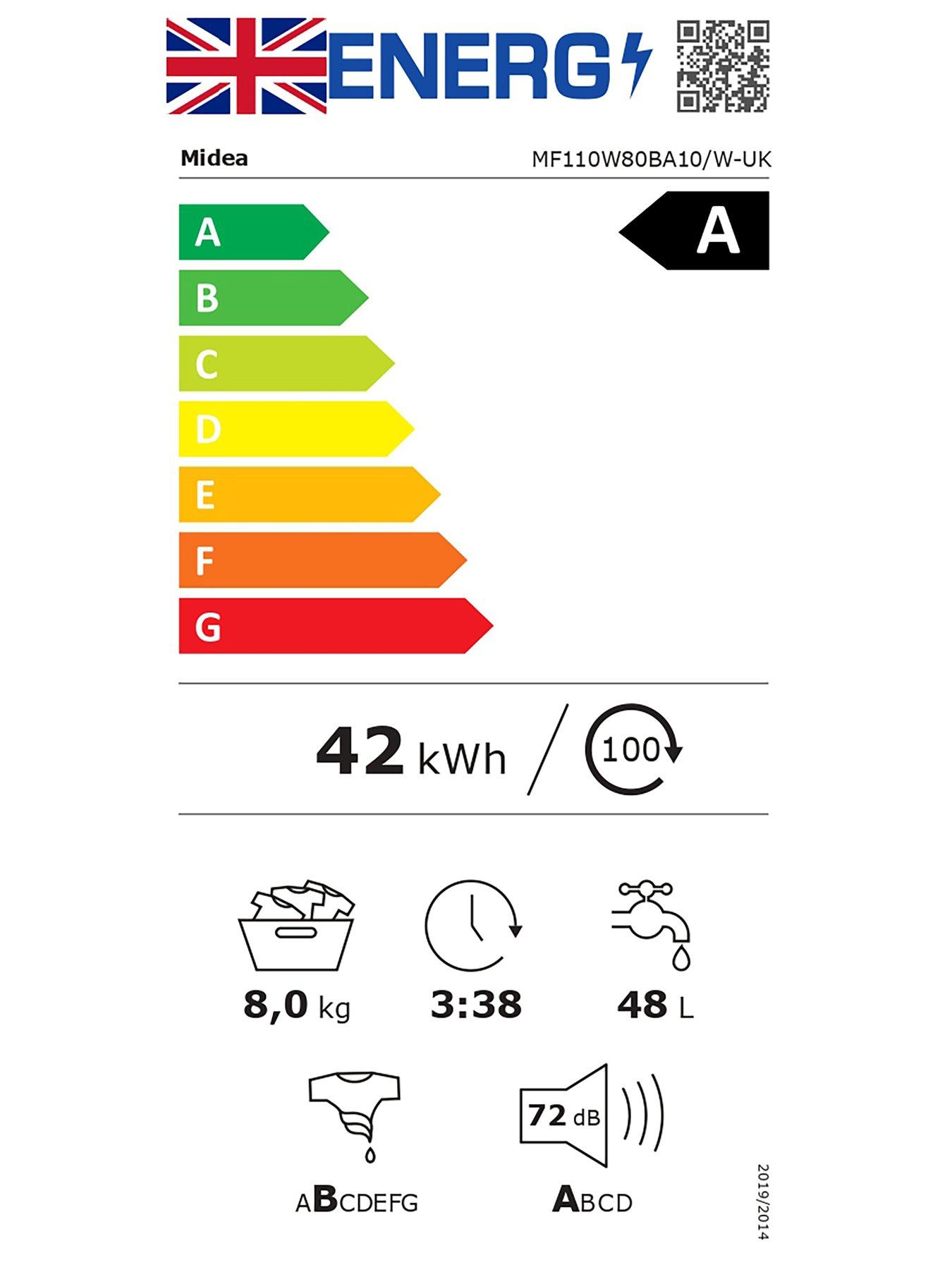 Image 7 of 7 of Midea MF110W80BA10/W 8kg Steam Care Washing Machine White