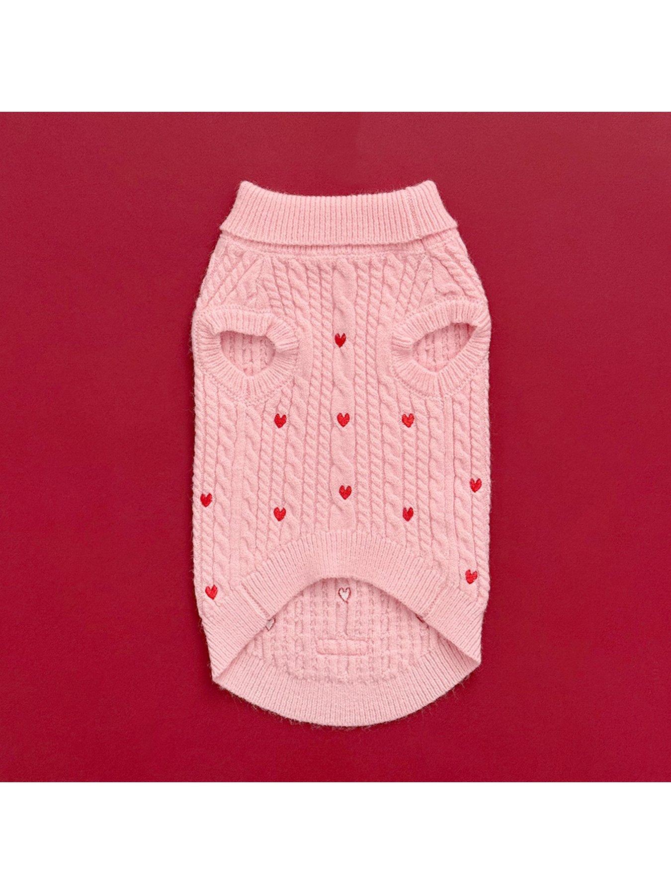Image 2 of 2 of Cocopup Pink Heartstrings Cable Knit Dog Jumper