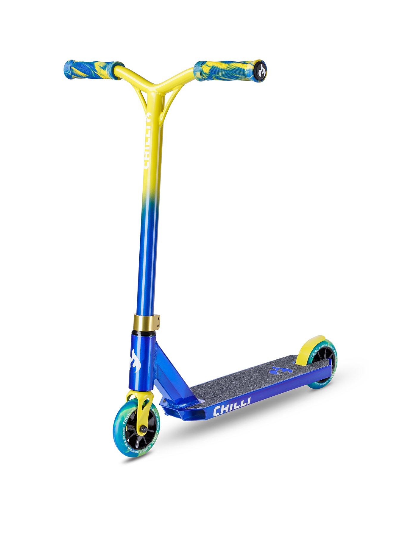 Image 1 of 7 of Micro Scooter Chilli Base S Jumpstart Stunt Scooter: Blue/Yellow