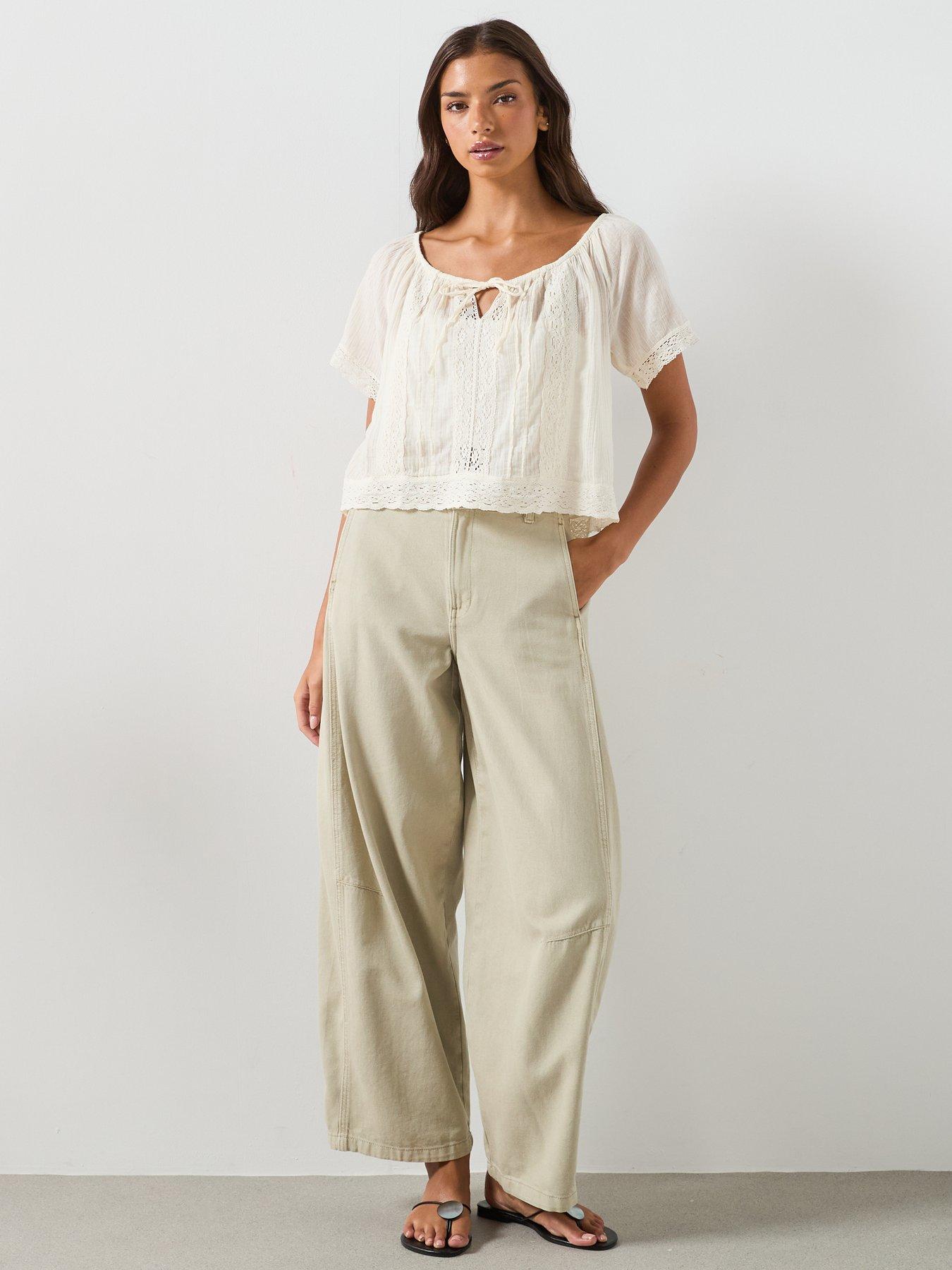 Image 3 of 6 of Mango Cotton Lace Blouse - Cream