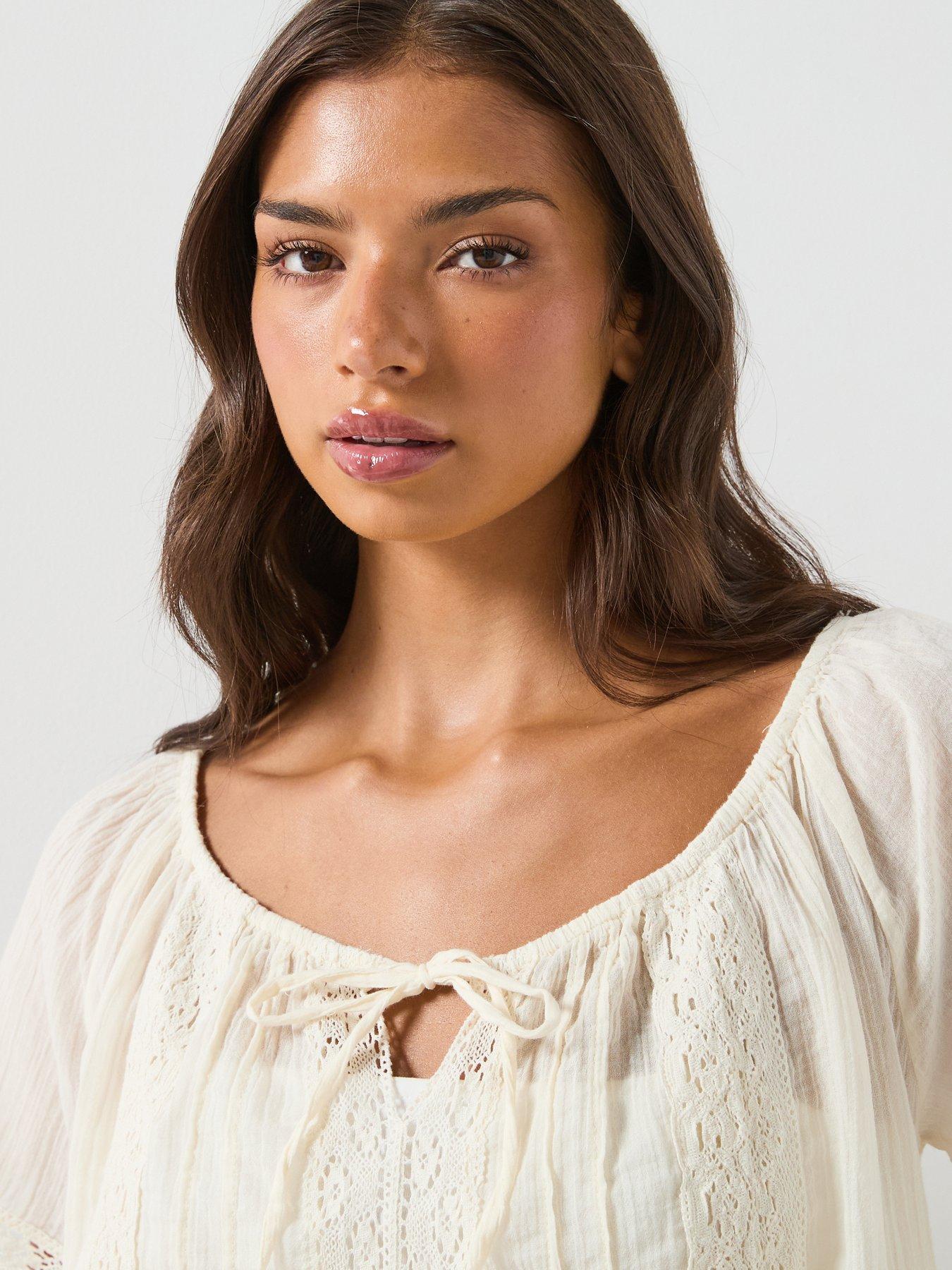Image 5 of 6 of Mango Cotton Lace Blouse - Cream