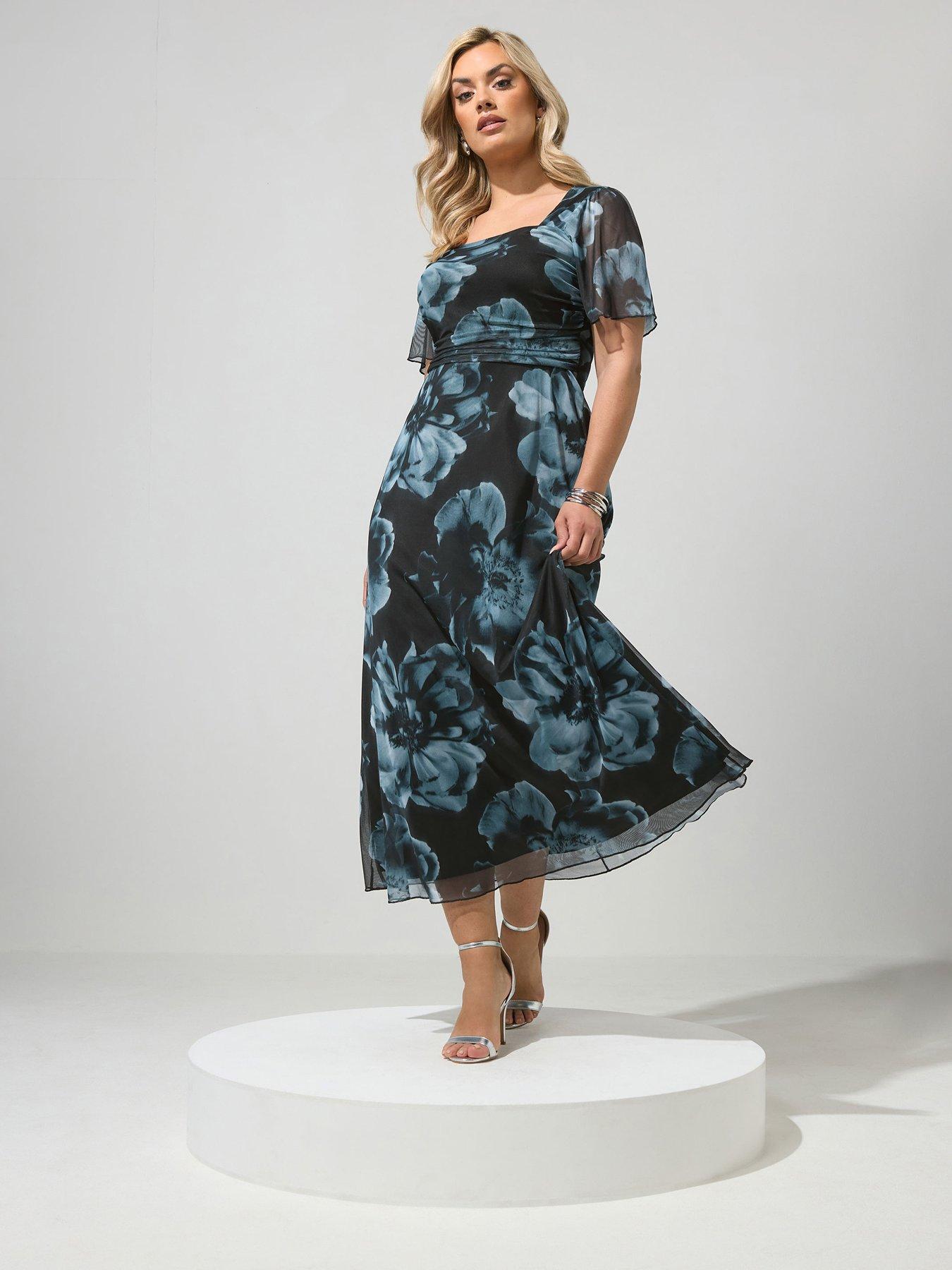 Yours Curve Square Neck Mesh Maxi Dress