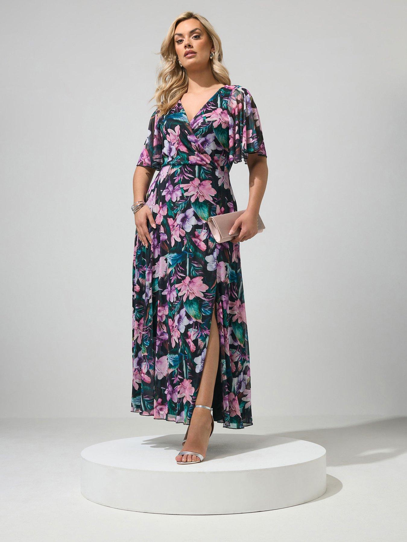 Yours Curve Mesh Wrap Maxi Dess
