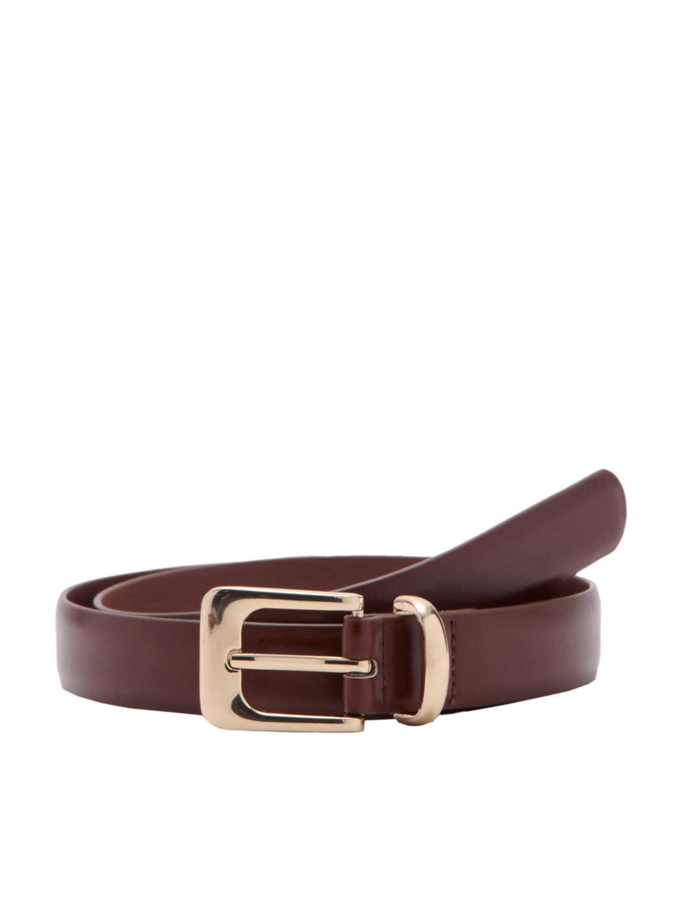 Mango Square Buckle Belt, Brown, Size S, Women