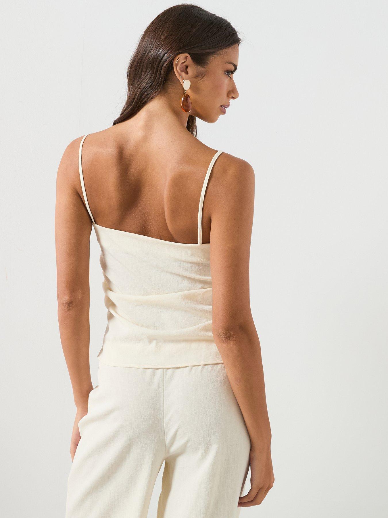Image 2 of 6 of Mango Draped Strap Co-ord Top - Cream
