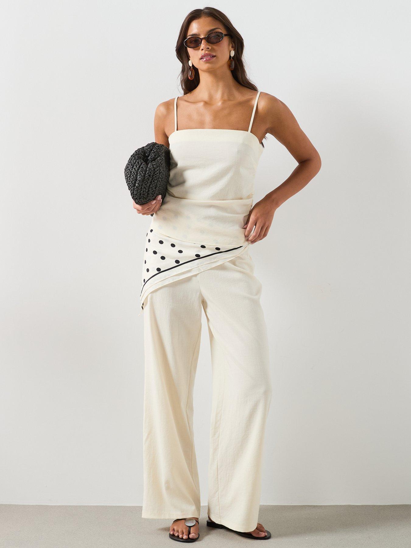 Image 3 of 6 of Mango Draped Strap Co-ord Top - Cream