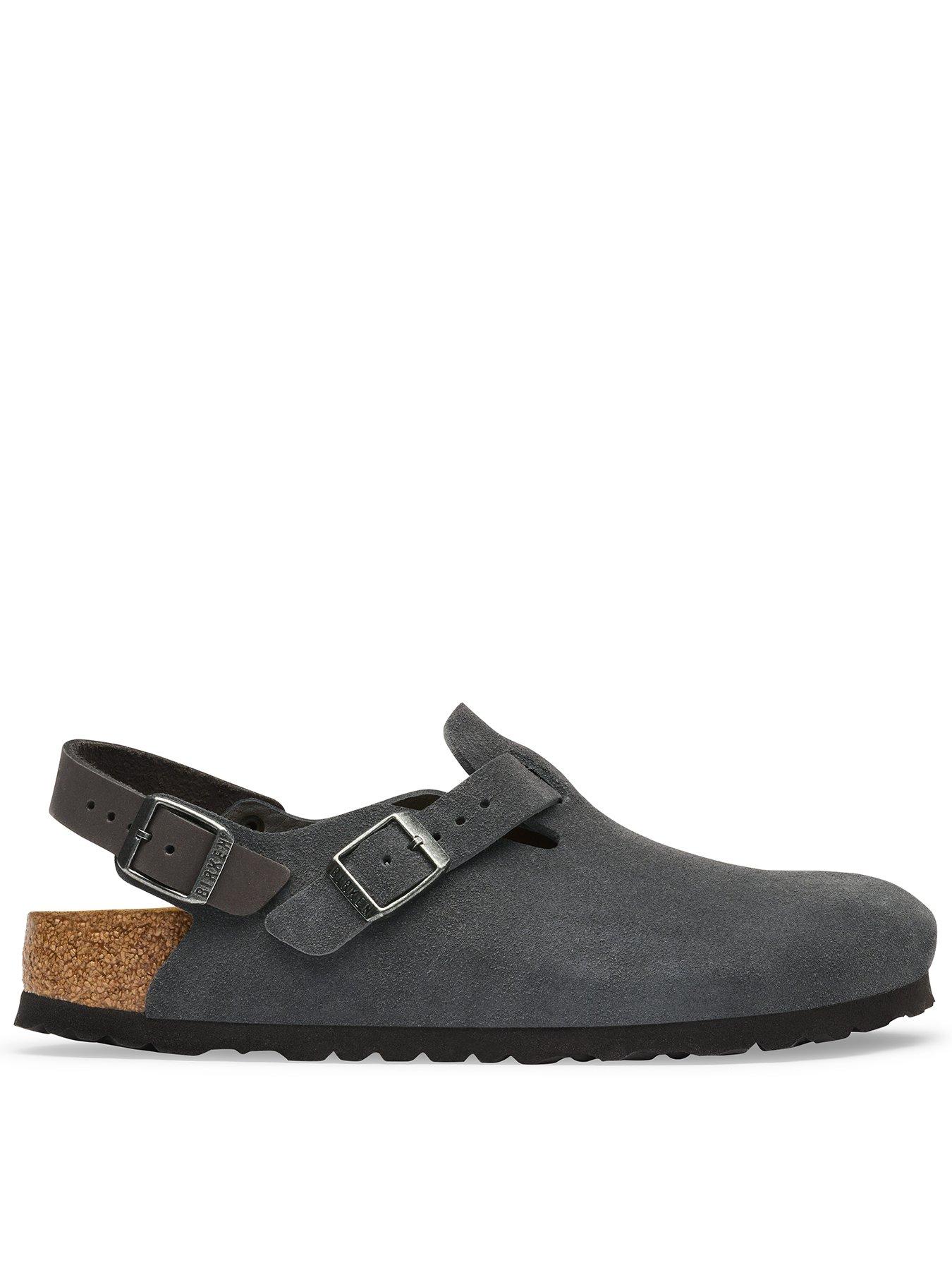 Image 1 of 3 of Birkenstock Womens Tokio Suede Leather Clog - Charcoal