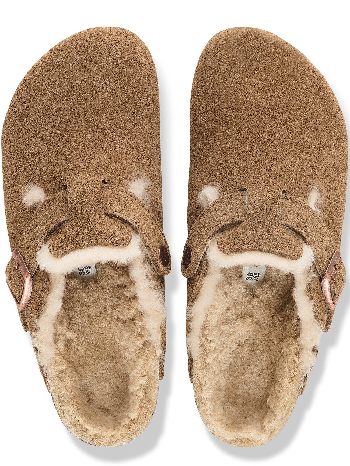 Image 2 of 2 of Birkenstock Womens Boston Shearling Suede Leather Clog - Dark Tea