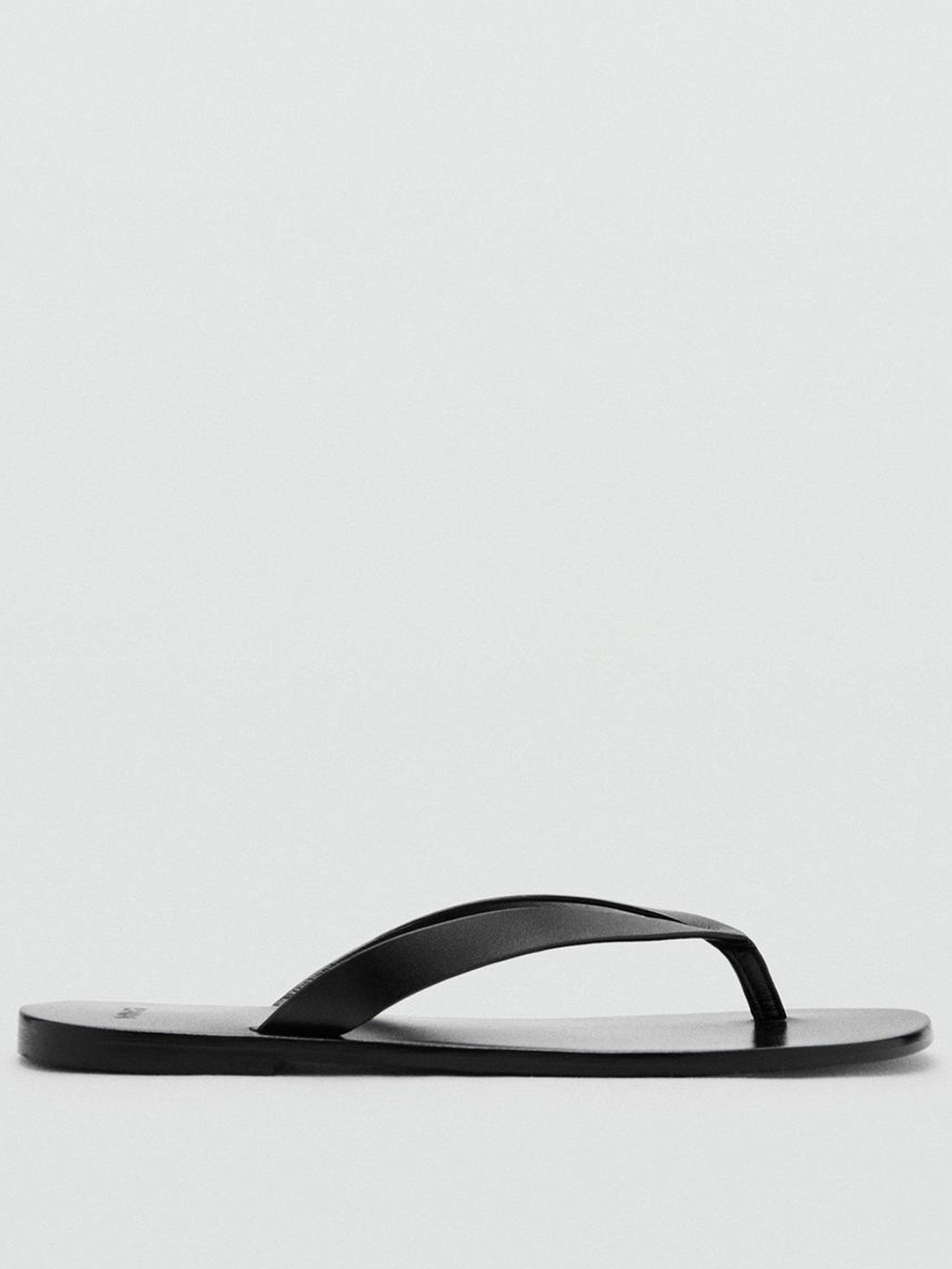 Mango Leather Strap Sandals - Black | Very