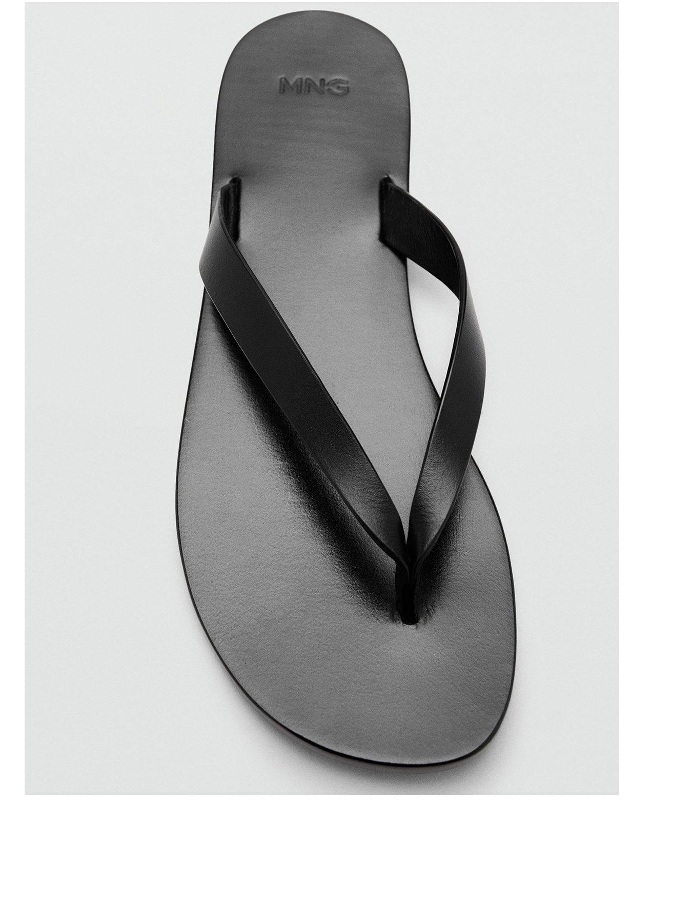 Mango Leather Strap Sandals - Black | Very