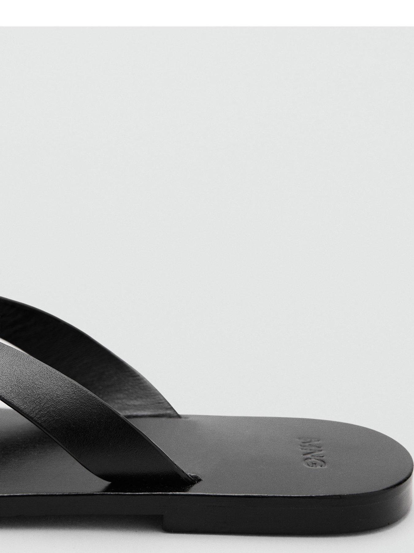Mango Leather Strap Sandals - Black | Very