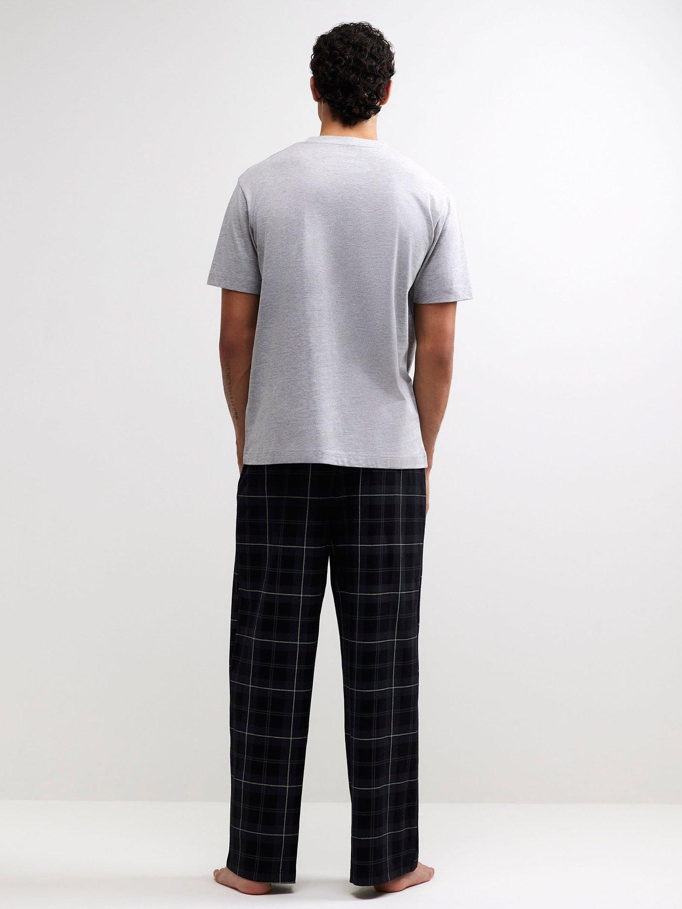 Image 2 of 5 of River Island Check Trousers Loungewear Set - Grey