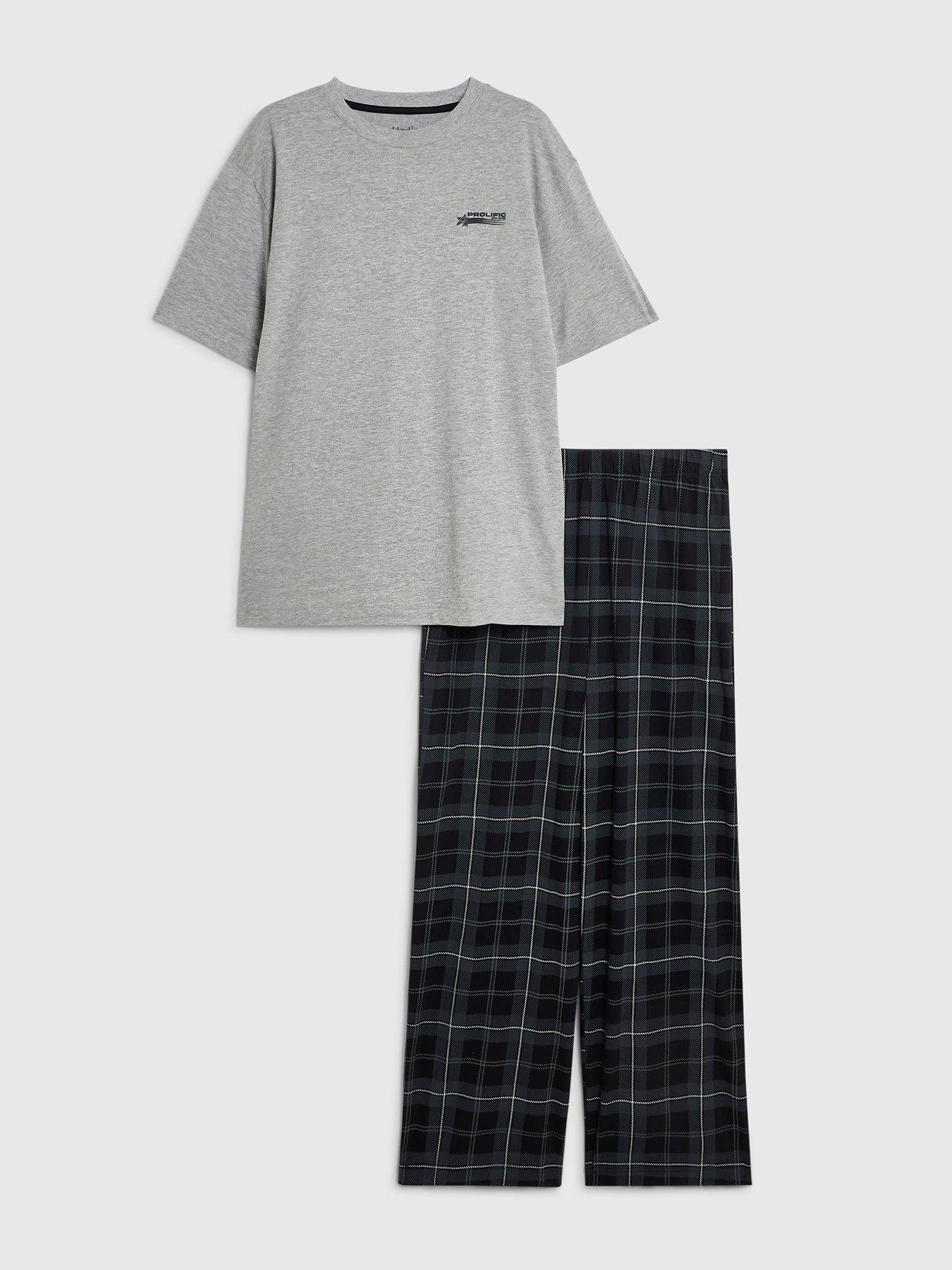 Image 5 of 5 of River Island Check Trousers Loungewear Set - Grey