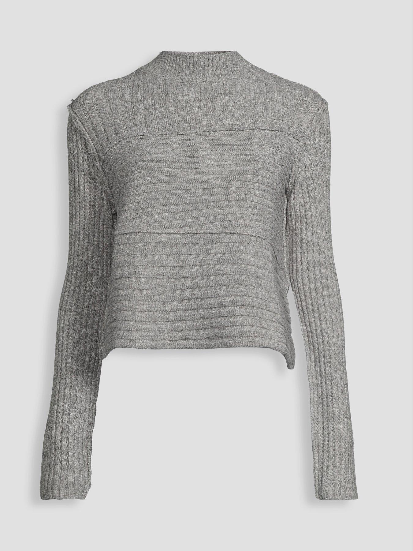Image 7 of 7 of Michelle Keegan Womens Ribbed Panel Soft Knit Co Ord Jumper&nbsp;- Grey