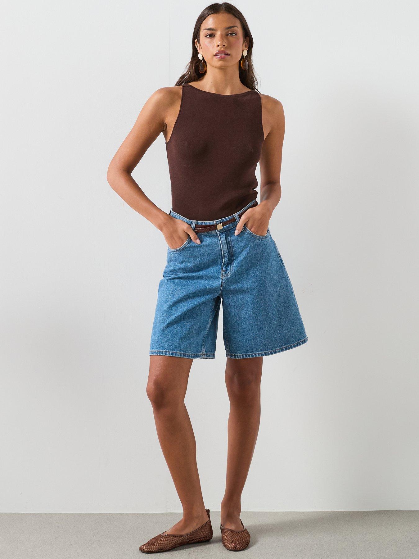 Image 3 of 6 of Mango Fine Knit Boat Neck Top - Brown