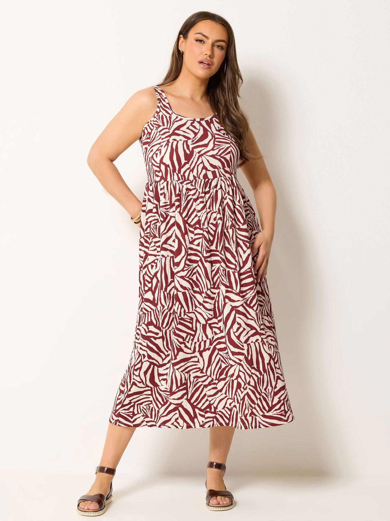 Yours Curve Zebra Textured Smock Dress - Orange