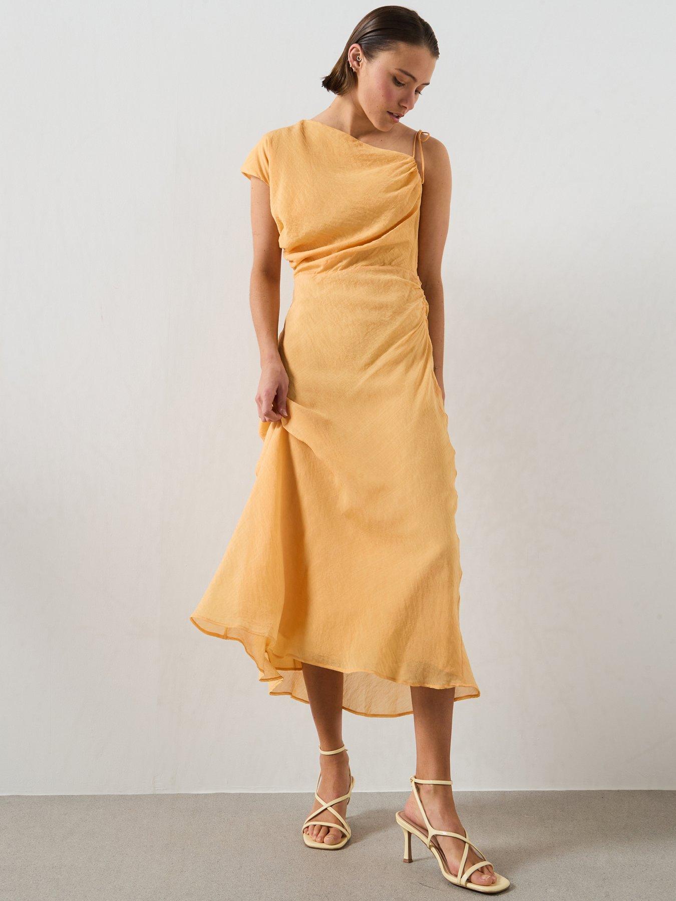mango orange linen dress MANGO Women's Linen Strapless Dress