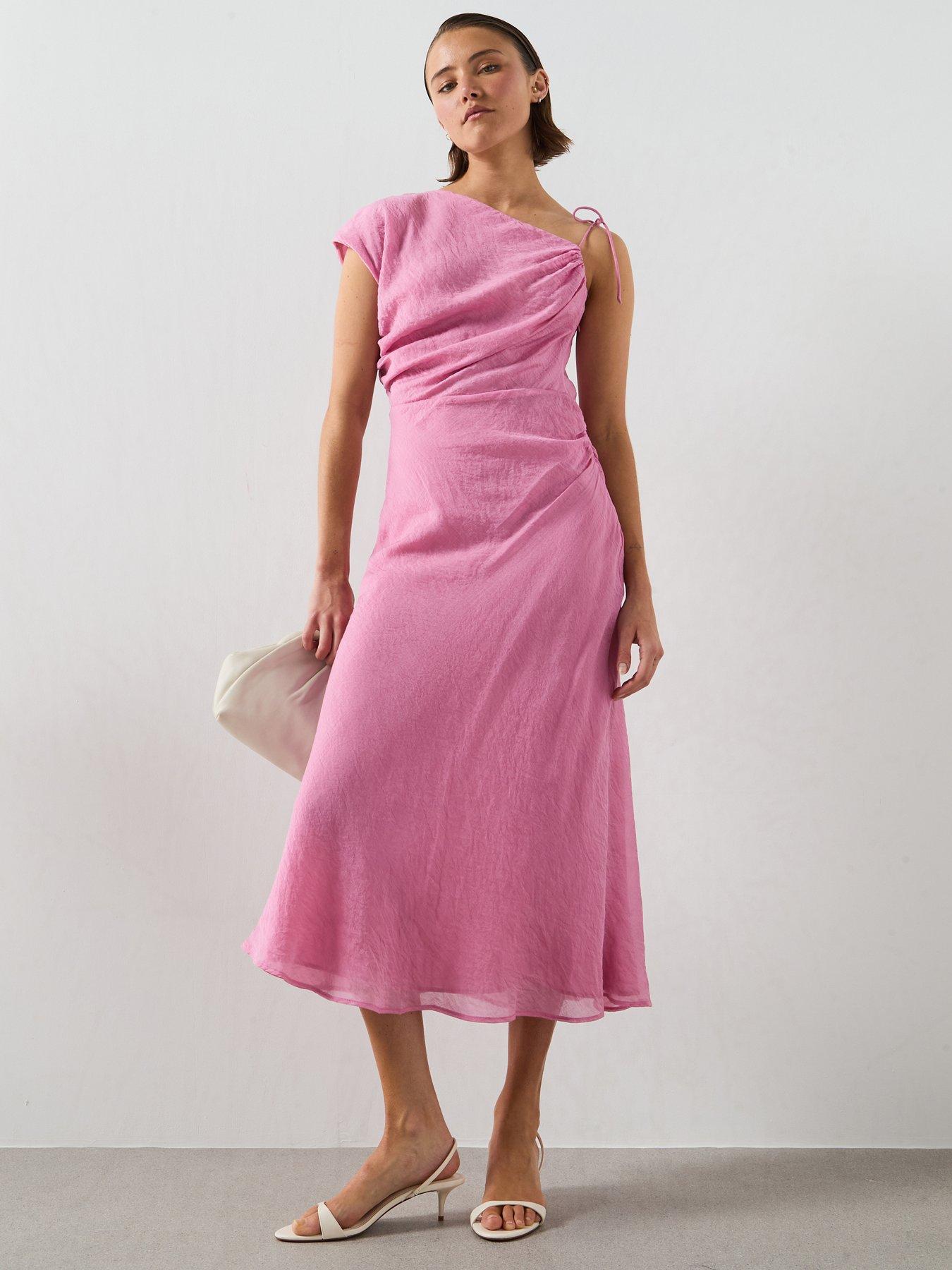 Mango Asymmetric Flowing Dress, Pink, Size S, Women