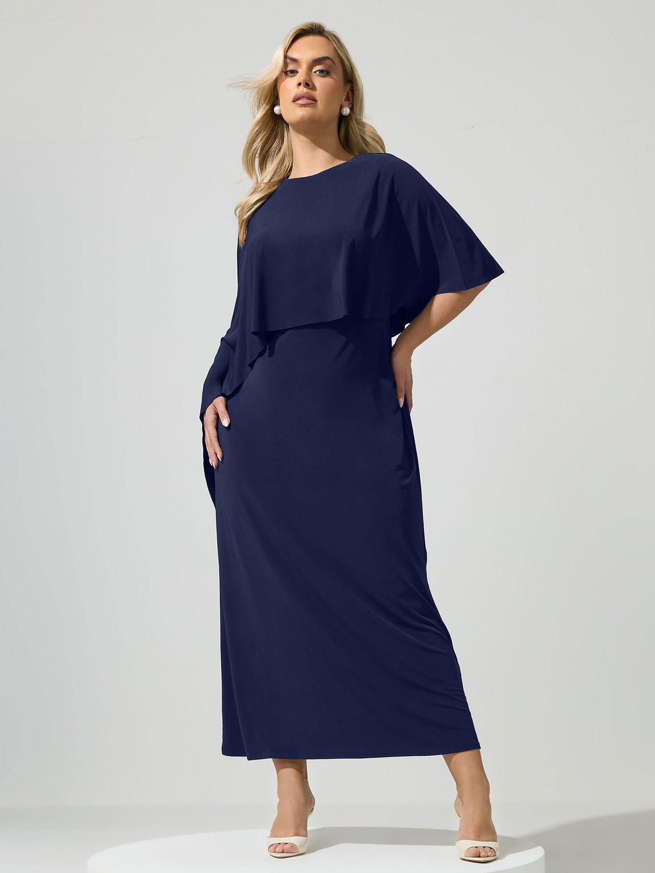 Image 1 of 4 of Yours Curve Cape Dress - Blue