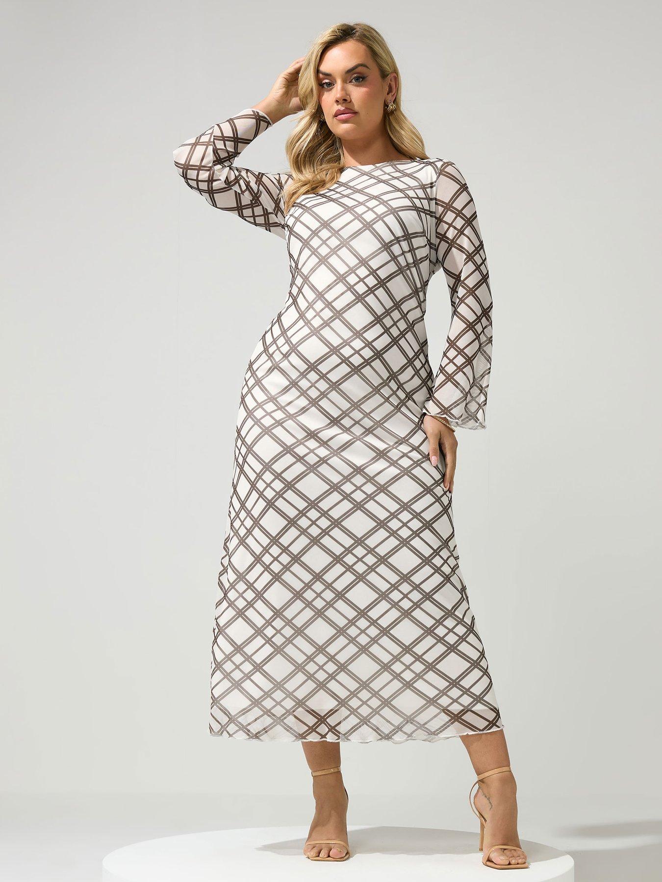 Yours Curve Check Mesh Dress