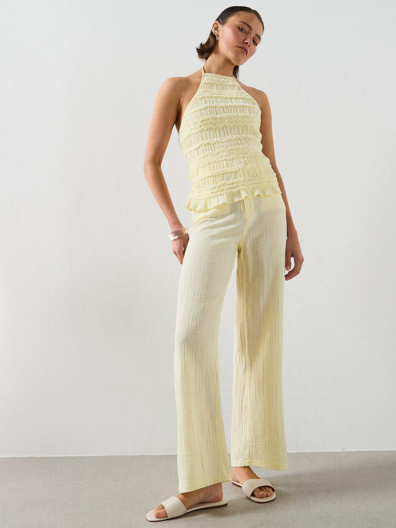 Mango Balloon Bambula Co-ord Pants - Pastel Yellow