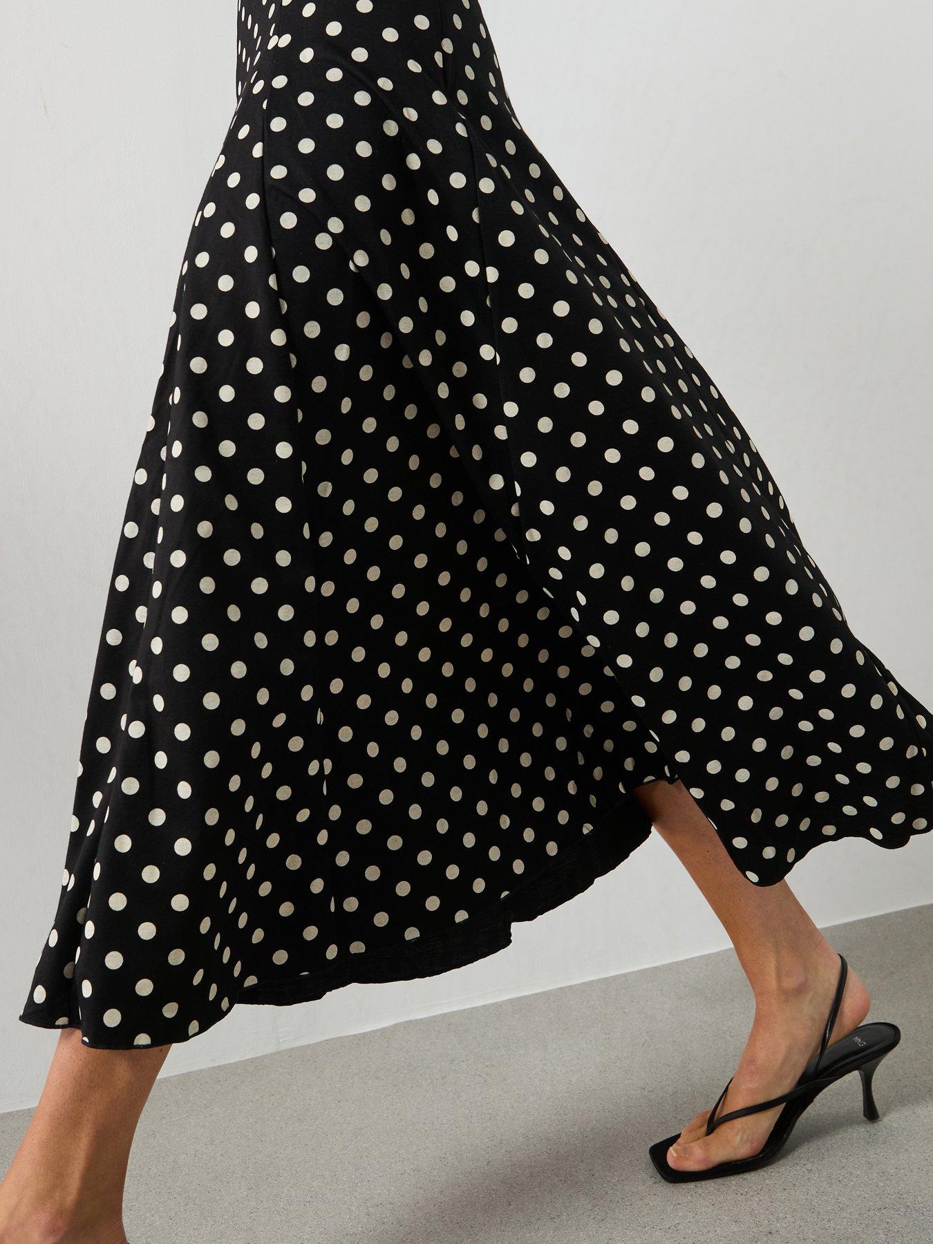 Image 6 of 6 of Mango A-Line Dress With Godets - Black