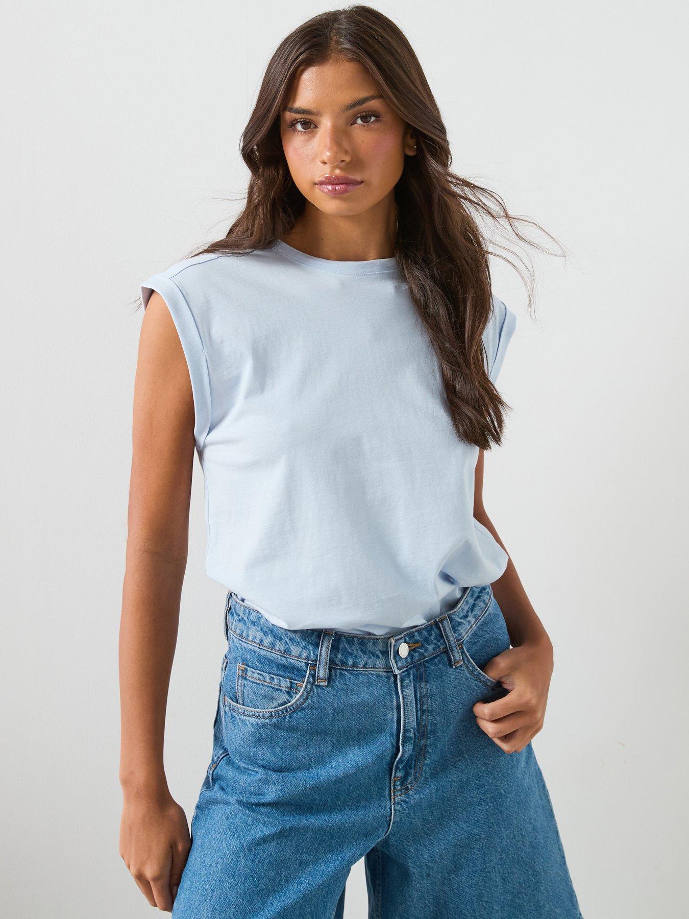 Image 1 of 6 of Mango Short-sleeved Cotton T-shirt - Blue