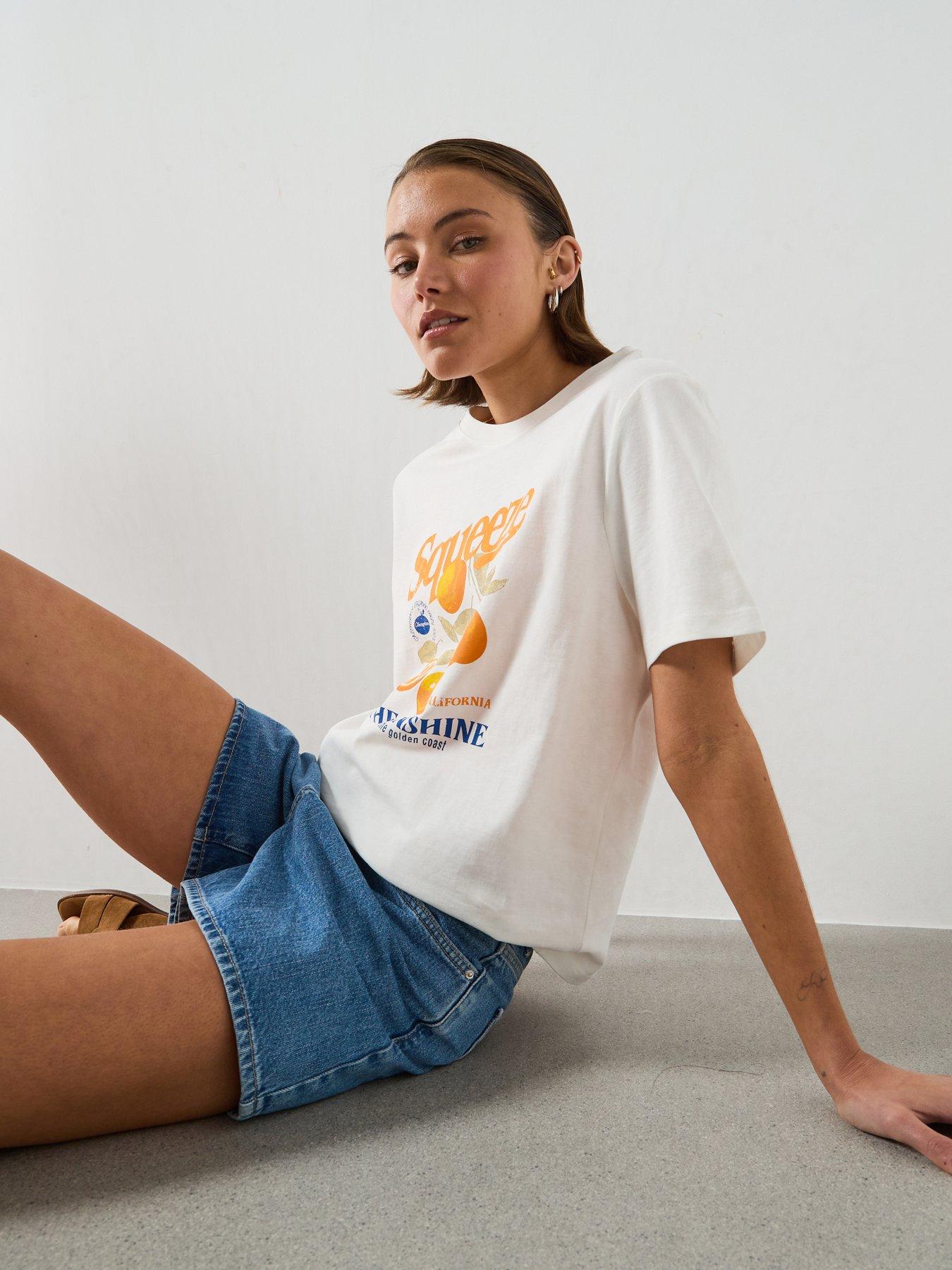 Image 4 of 6 of Mango Printed Cotton-blend T-shirt - Orange