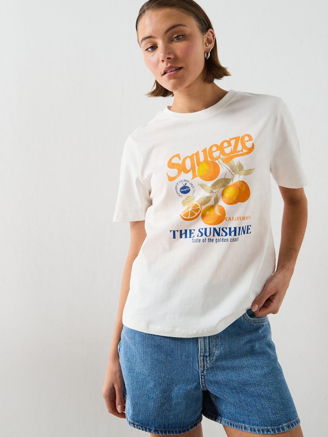 Image 5 of 6 of Mango Printed Cotton-blend T-shirt - Orange