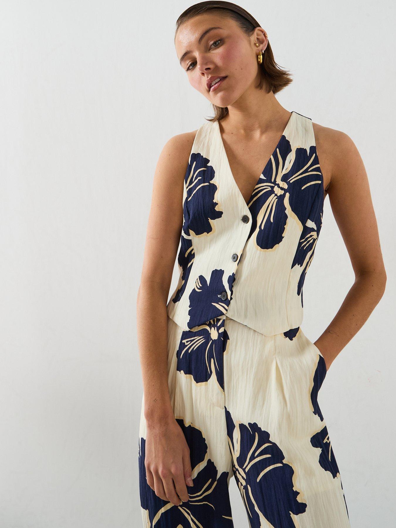 Image 5 of 6 of Mango Floral Print Co-ord Lyocell Vest - White
