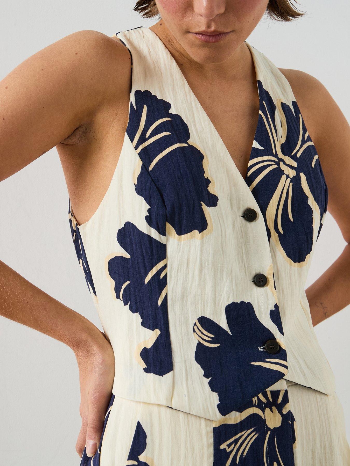 Image 6 of 6 of Mango Floral Print Co-ord Lyocell Vest - White