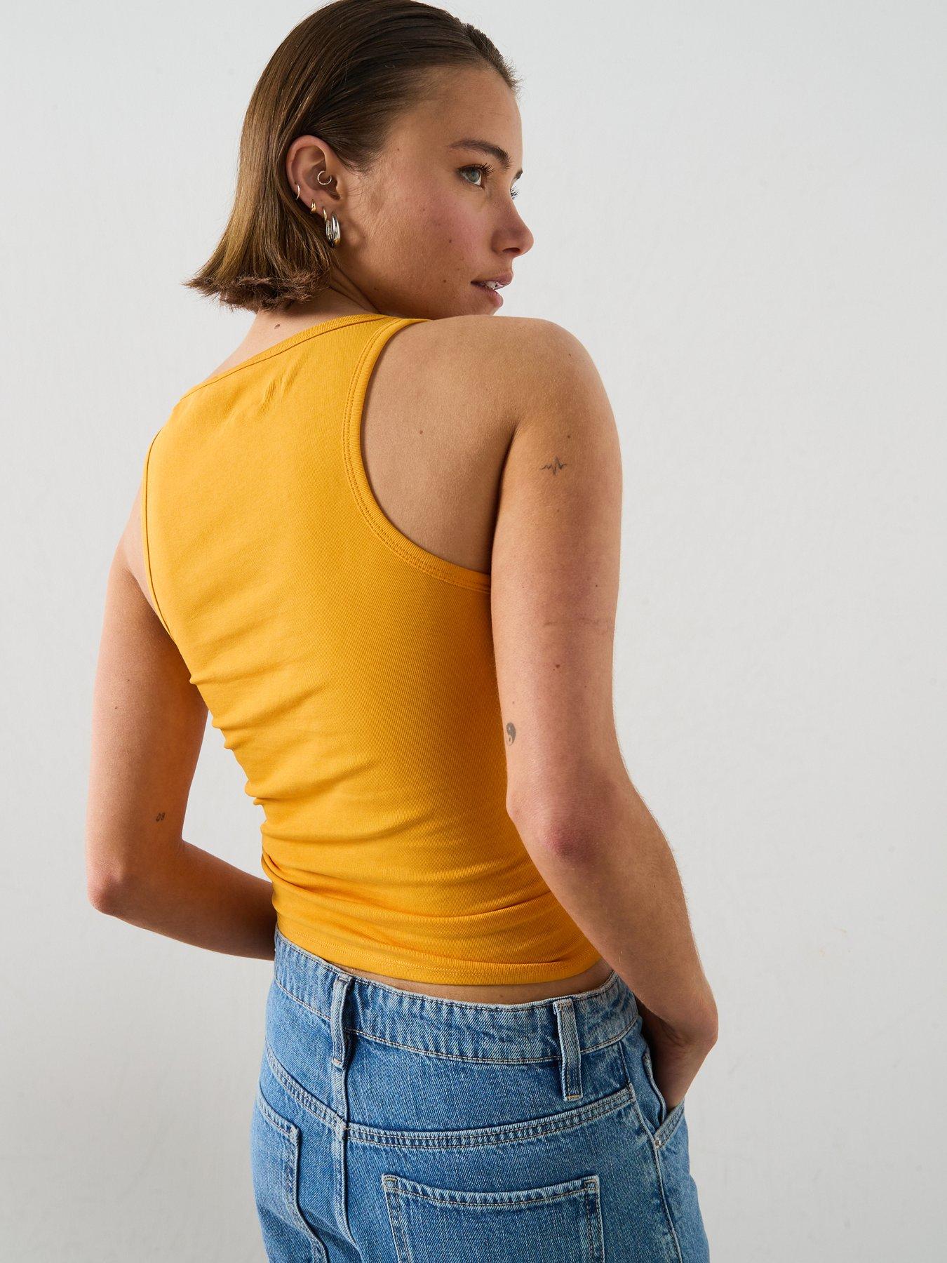 Image 2 of 5 of Mango Semi-sheer Ribbed Top - Orange